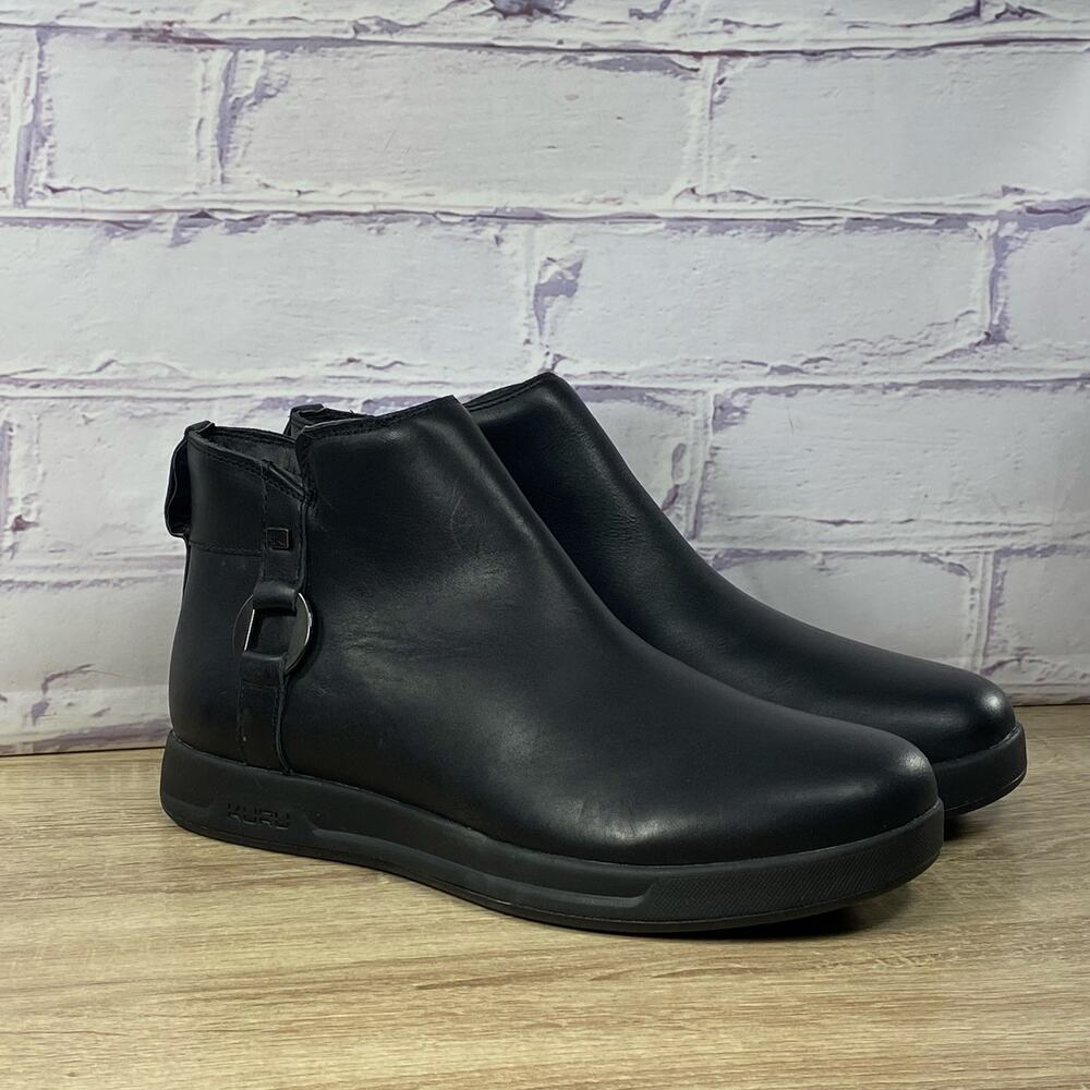 Kuru Tempo Black Zip Ankle Boots Women's Size 10 Comfort Cloud Slip On Shoes